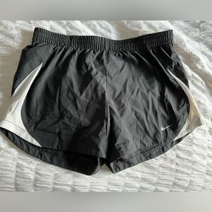 Black and white Nike running shorts